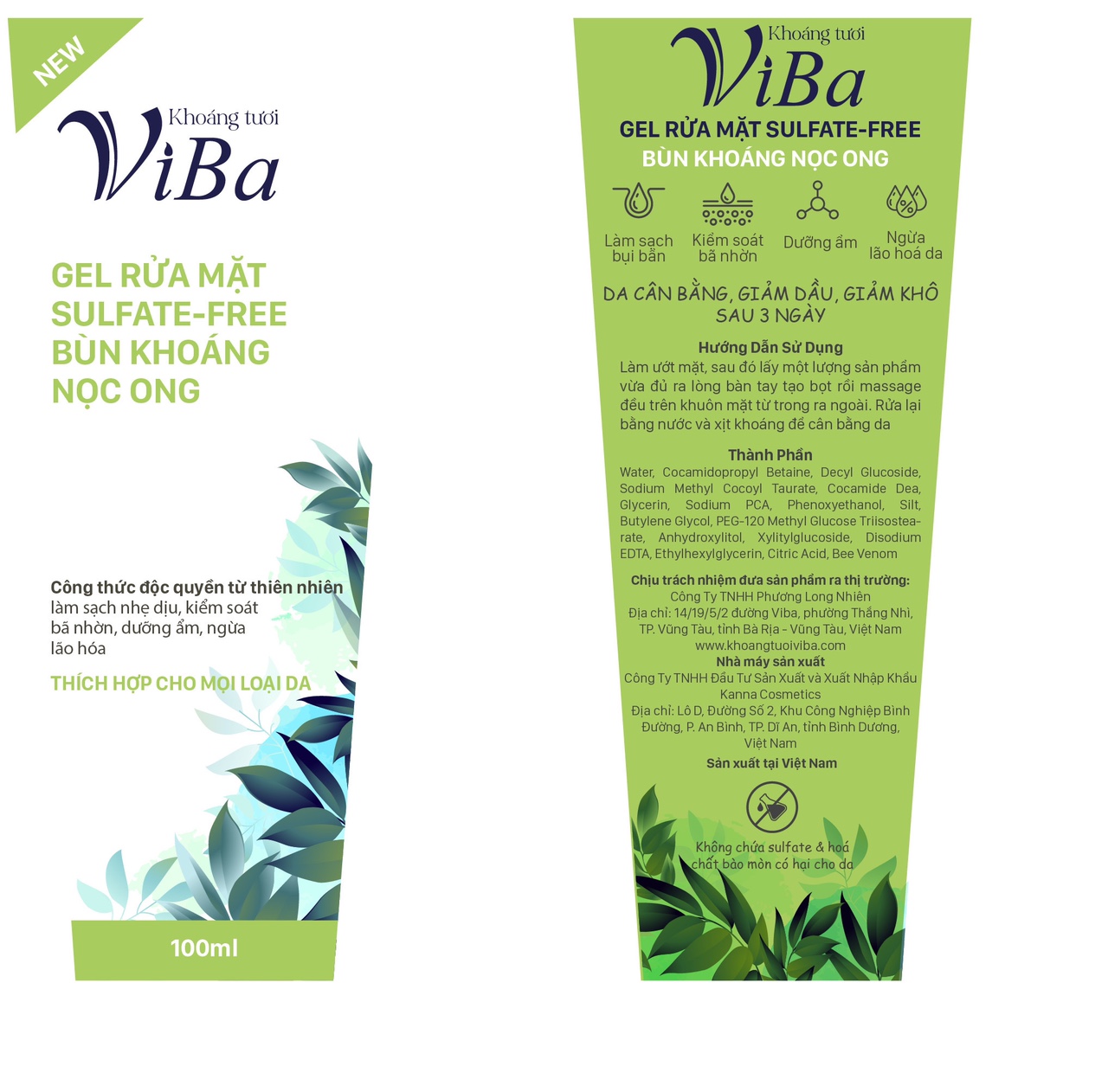 Gel rửa mặt Viba - Skin care Khoáng tươi Viba chiết xuất nọc ong